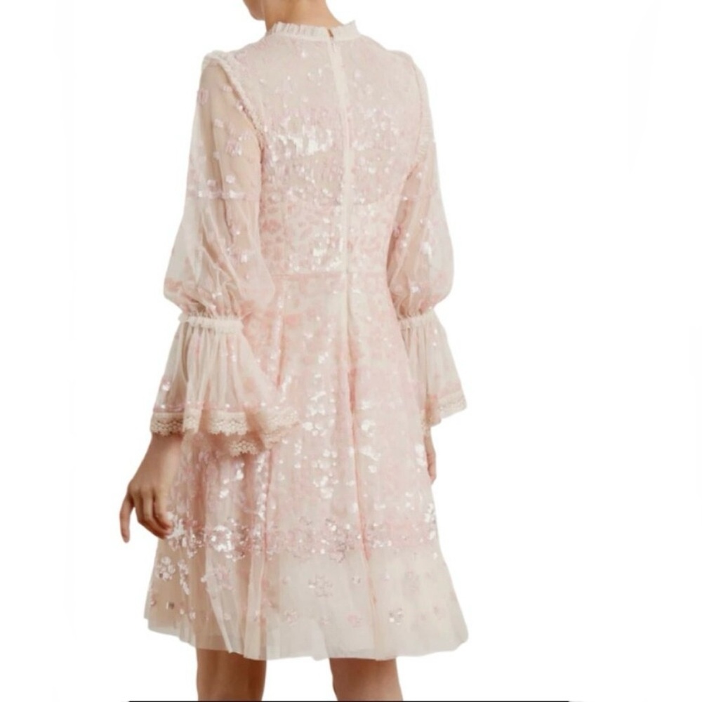 Needle & Thread Blush Pink Sequin Mini Dress Size 2 Romantic - Picture 7 of 13